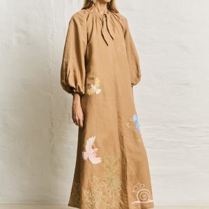 Momo lang hørkjole - Beige